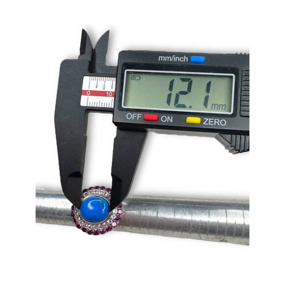 Sterling Silver Pink Tourmaline White Spinel Lapis Ring Size 6.25 - Picture 9 of 14